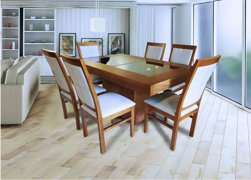Antecomedor Aosta Plus Tabaco Këssa Muebles Diseño de la tela de las sillas Liso