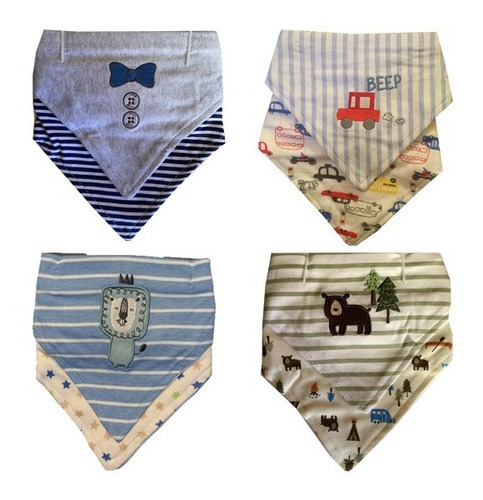 Baberos Bandana De Algodón Set 2 Unidades Para Bebé Niño 