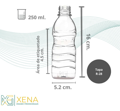Botella Pet Para Aguas Jugos 250 Ml Tapa Seguridad X 240