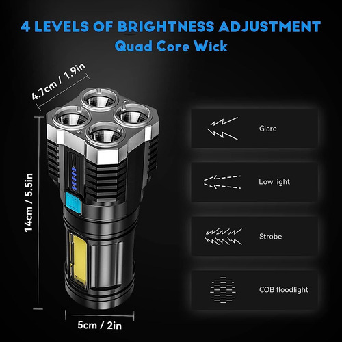 Linterna Táctica L-s03 Recargable 4 Modos Cob Osl Usb 5v
