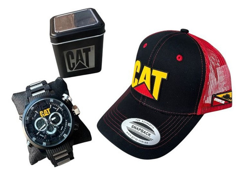 Reloj P Caballero Y Gorra Cat Análogo/digital Estuche Gratis