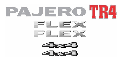Kit Adesivos Compatíveis Pajero Tr4 Flex 4x4 Preta Resinado