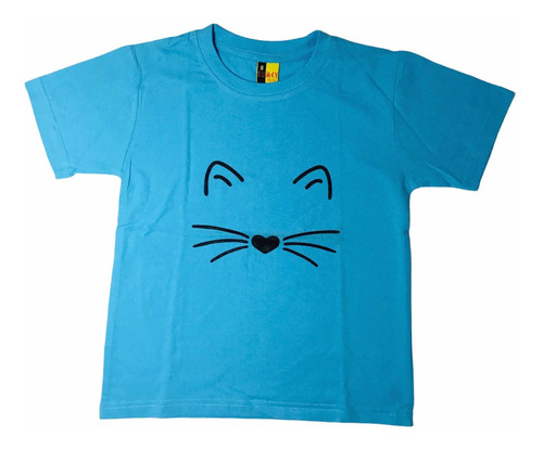 Polera Algodón Niñas Diseño Gatito