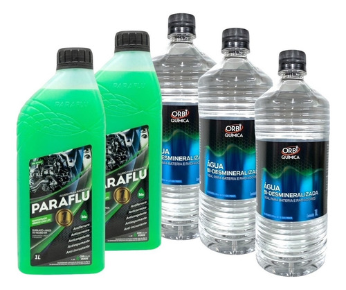 Kit 2 Aditivo Paraflu Verde Uno Palio Fiorino + 3 Agua Desm