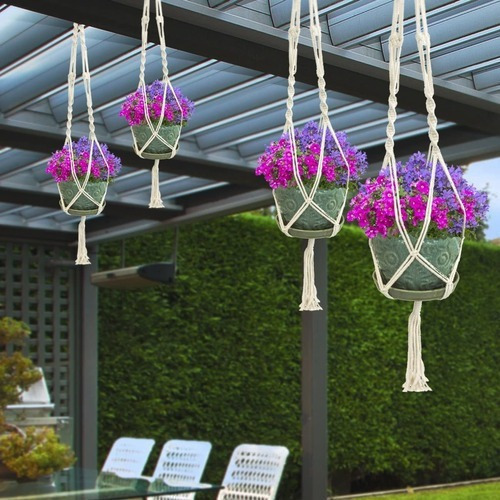 4 Piezas Colgador De Plantas De Macramé Macetas Colgantes