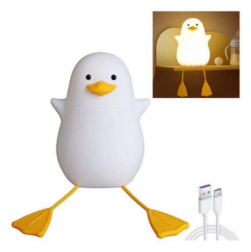 Luz Nocturna Recargable De Silicona Touch Control Duck