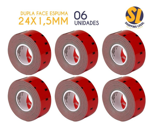 Imagem 2 de 6 de Fita Dupla Face Fixaforte Externo 24mm X 1,5m 3m Kit 6un