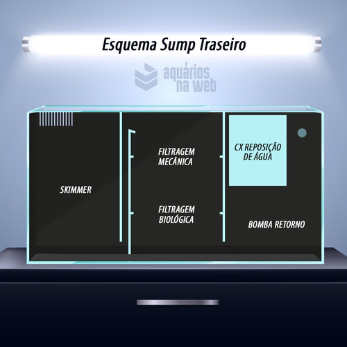 Imagem 5 de 5 de Aquário Com Sump Traseiro 160 Litros 80x50x40 Vidro 6mm