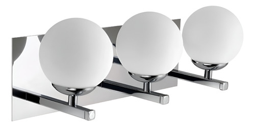 Aplique 3 Luces Elyn Acero Inoxidable Globo Opal Apto Led G9 Estructura Cromo