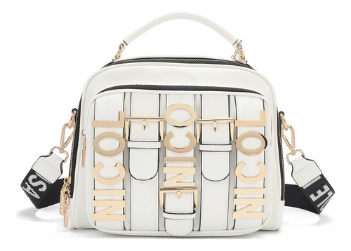 Bolsa Multifuncional Nicole Lee C/cinturon De Hebilla Ss25 Acabado de los herrajes Níquel Color Blanco Correa de hombro Blanco Diseño de la tela Lisa