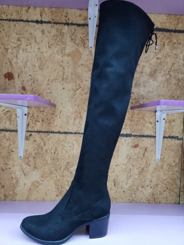 Botas Largas Para Dama Lycra Ajustable Tacón Pequeño
