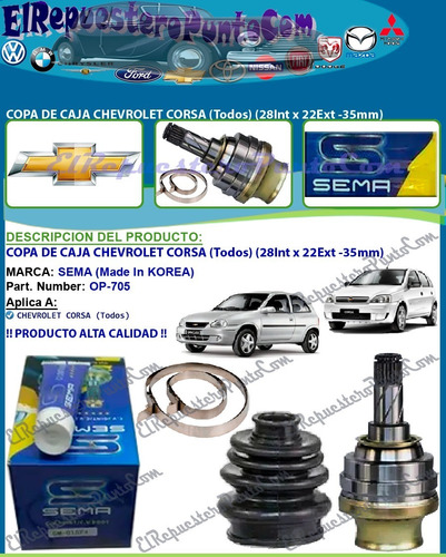 Copa De Caja Chevrolet Corsa (todos) 28 X 22 -35mm