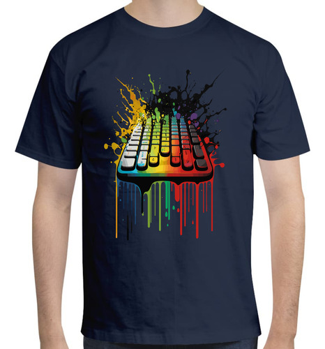 Playera Diseño Teclado Gamer Psicodélico - Colores