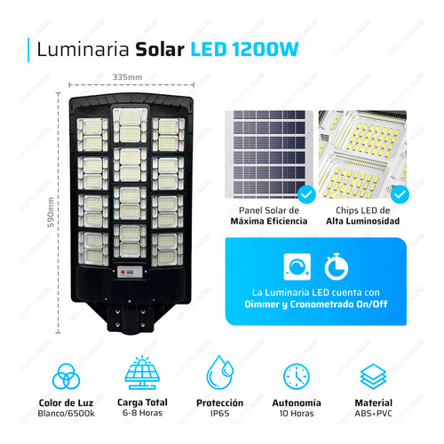 Luminaria Solar Led 1200w Reflector Calle Fotocelula Pack X2 Negro Blanco Frío 2