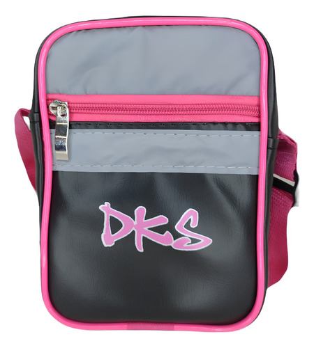 Shoulder Bag Dks Preto E Rosa Refletiva Alça Regulável