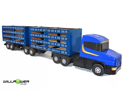 Carreta Bitrem Scania Boiadeiro Madeira Brinquedo 7eixo