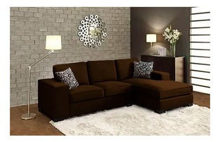 Sala Mila Suede Chocolate Izquierda Sofa Sillon Mueble Pieza