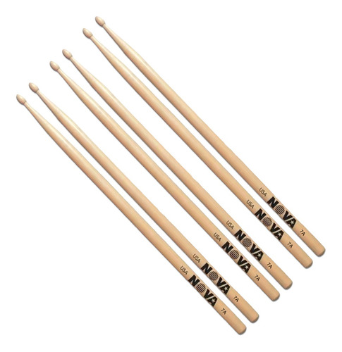 Combo Baquetas Vic Firth N7a Punta Madera X 3 Unidades