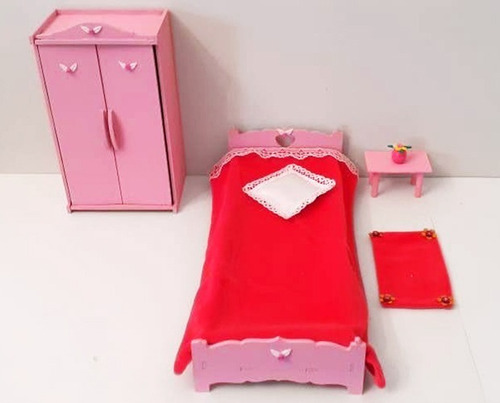 Muebles Pintados Casita De Muñeca. Juego De Dormitorio