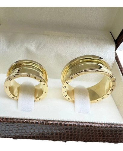 Par De Alianças Ouro 18k 10mm Estilo Bvlgari + Anel Noivado
