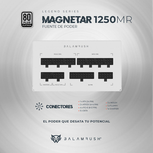 Fuente De Poder Balam 1250mr 80 Platinum Modul 1250w Blanco