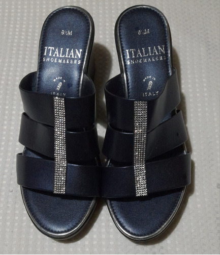 Sandalias Importadas, Gris Azulada, Con Broche Strass, 38.5