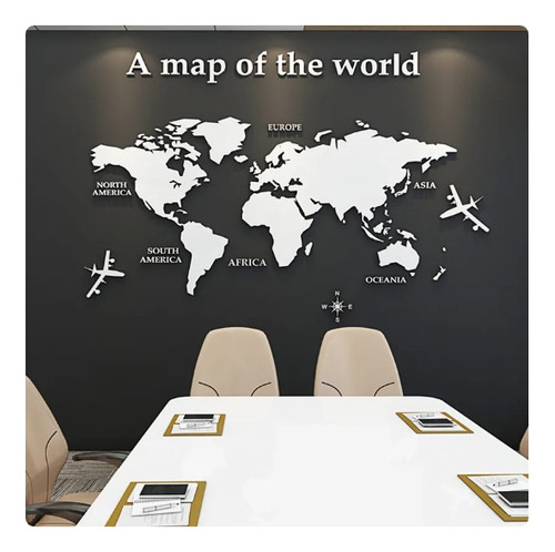  Mapa De Mundo 2d De Pared Decoracion 70cm