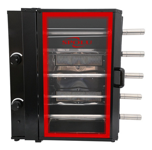 Brocheta Rotary LPG Gas Roaster 05 Bivolt Bench de acero inoxidable