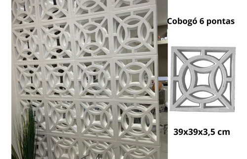 Forma Vazado Cobogó Abs Virgem 1,5mm 6 Pontas 39x39x3,5cm