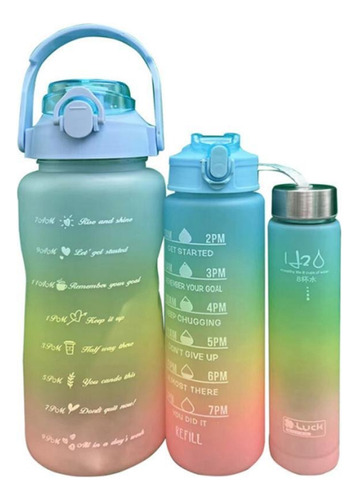 Juego De 3 Botellas De Agua Deportivas Color Degradado