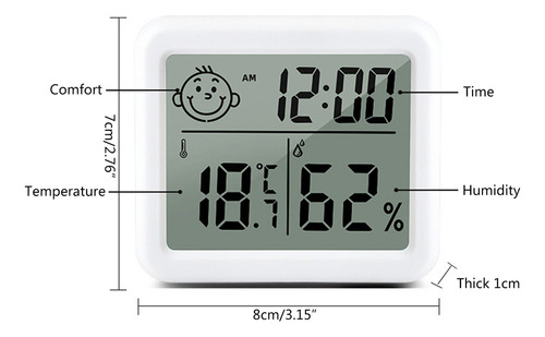 (w) Termómetro Digital, Higrómetro, Temperatura Ambiente Pre
