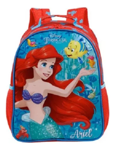 Mochila De Costas Grande Pequena Sereia Ariel 11493 Xeryus Cor Vermelho