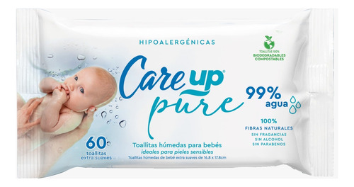 Toallitas Care Up Baby Pure 99% Agua X 6u