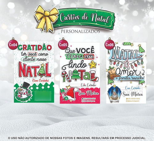 Cartão De Natal Fim De Ano Personalizado Agradecimento 50uni
