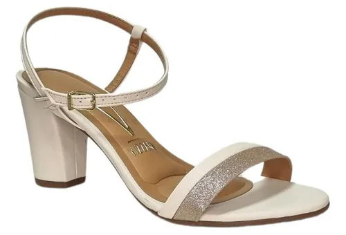 Sand lia Feminina Salto M dio Bloco Vizzano Brilho Lurex