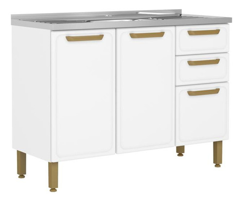 Cozinha Compacta 100% Aço 2 Gavetas Bella Branco Bertolini