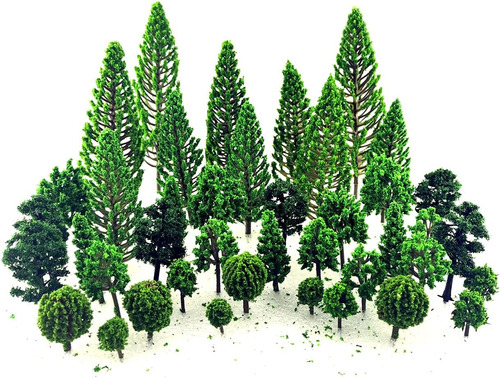 Saktopdeco 40 Piezas De Árboles En Miniatura Arbustos Modelo