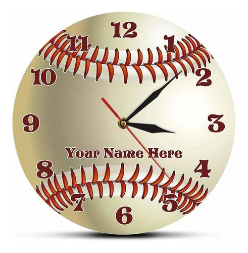 Geeky Days Reloj Pared Diseño Beisbol Decoracion Para Nombre