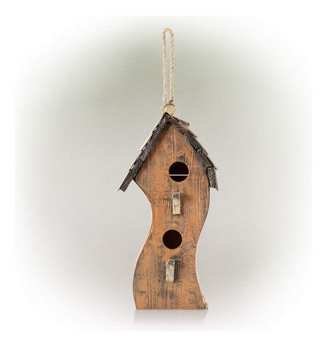 Alpine Corporation Yen144hh-or - Birdhouse De Madera Con Esp