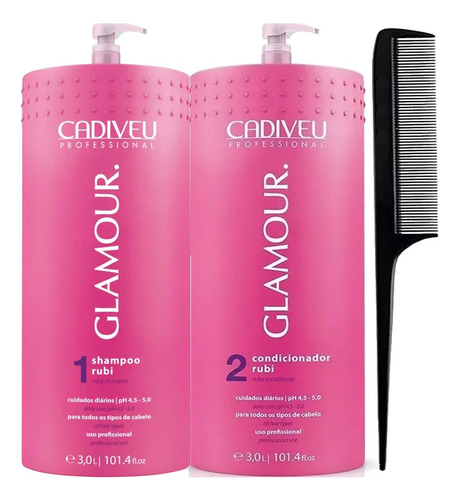 Cadiveu Kit Glamour Rubi Lavatório 3 Lt + Frete + Brinde