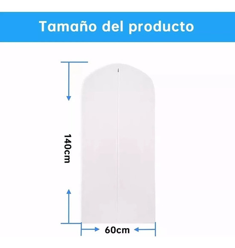 5 Bolsas Cubre 60x140 Polvo Fundas Para Vestidos Trajes Blan Blanco