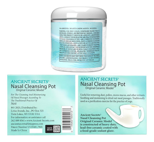 Ancient Secrets Neti Pot & Nasal Cleansing Salt Set Sistema
