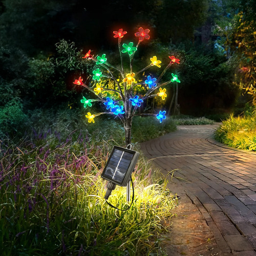 Lámpara Solar Para Jardín Con Ramas Artificiales De Cerezo E