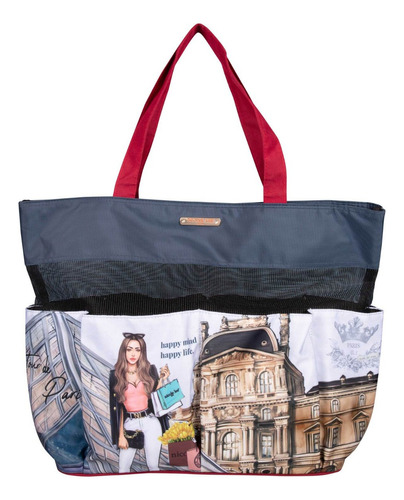 Bolsa Maxi Organizadora Nicole Lee Estampada De Tela Fw23 Color Tour De Paris