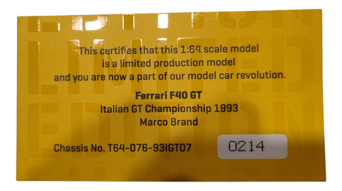 Ferrari F40 Gt Championship (no Hot Wheels, No Formula 1) Blanco