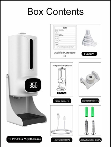 Imagen 6 de 8 de Dispensador Gel Automatico Termometro K9proplus Con Tripie