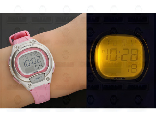 Reloj Casio Digital Mujer Lw-203-4a 50m Caucho Color del bisel Plateado