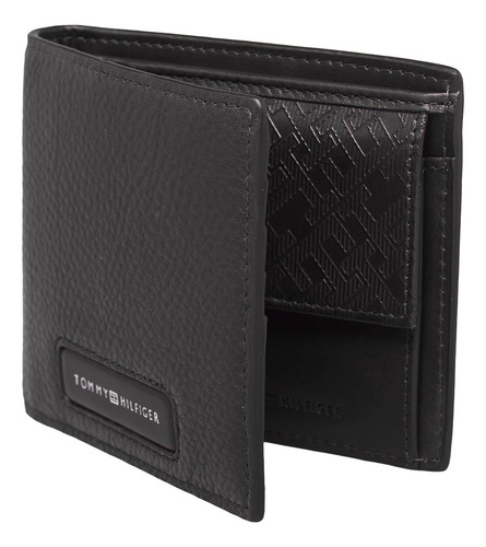 Tommy Hilfiger Cartera Para Caballero Am0am13252 Color Black Diseño de la tela Liso