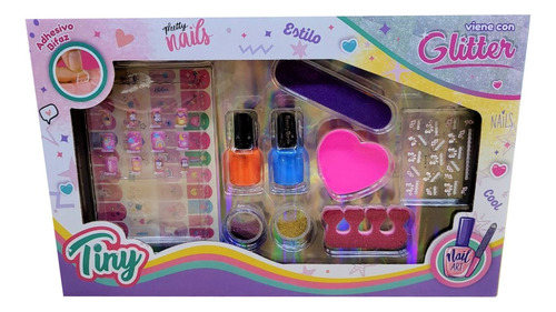 Set De Uñas Infantil Tiny C/ Glitter Uñas Postizas ELG 53707