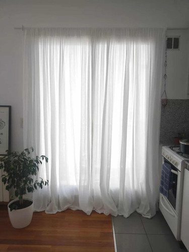 Imagen 4 de 8 de Cortina Gasa Corta Algodón 2paños De 150x150cm Barral Oculto